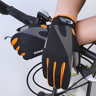 Mai shi meng gloves men's outdoor mountaineering cycling anti-slip touch screen frisbee gloves thin fitness cycling ice silk sunscreen gloves orange one size