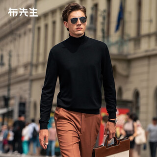 Mr. bu turtleneck cardigan men's spring and autumn new men's business casual lapel solid color sweater bt11565 black l (175)