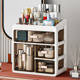 Sivass cosmetic storage box desktop storage rack dressing cabinet organizing cabinet large capacity drawer-type multi-layer compartment storage box upgraded tall bottle style extra large 4-layer transparent visible
