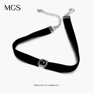 Mgs physical same style mangu silver snowflake choker women's necklace fashionable silver leather rope pendant necklace black agate pendant necklace