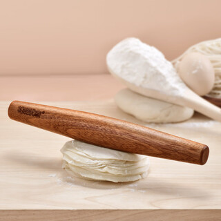 Baisen youjia rolling pin with two pointed ends for household dumpling wrapper solid wood no paint no wax large and small rolling pin artifact two pointed mahogany 25cm long 1 piece