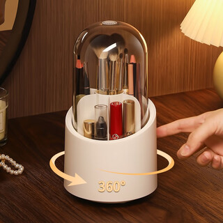 Kaman makeup brush storage tube dust-proof rotating large-capacity cosmetics storage box desktop lipstick eye shadow storage rack pen holder dust-proof rotating brush tube twilight white 1 piece