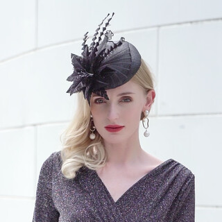 Ee summer new style black flower banquet ladies fashion hat hat women summer elegant lace flower hat black adjustable