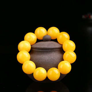 Moshe baltic chicken fat yellow old beeswax bracelet for men and women, amber raw stone bead bracelet, diameter 16mm (fashionable for men and women), 14 beads