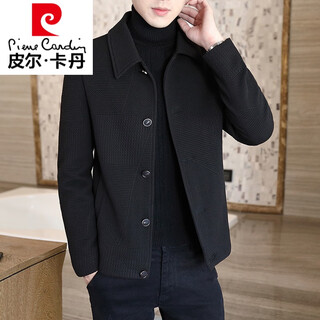 Pierre cardin 2025 autumn and winter new woolen jacket men's high-end short woolen coat men's jacket youth jacket men's black xxs 2xl 140-160jin jin equals 0.5 kg