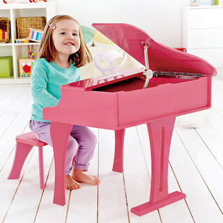 Hape(德国)儿童早教启蒙音乐钢琴玩具30键机械钢琴粉色节日礼物E0319