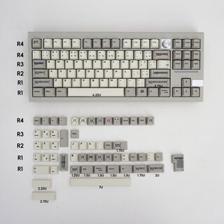 复古9009希腊文灰白机械键盘键帽136键PBT热升华cherry樱桃高 复古条纹