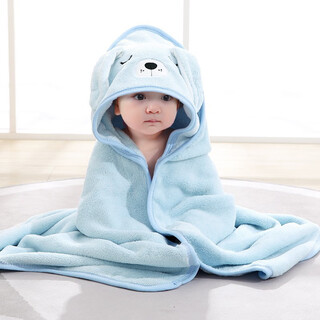 Boxbaby children's cloak bath towel hooded infant spring and autumn baby bathrobe quick-drying coral velvet wrap four seasons blue puppy (80*80cm)