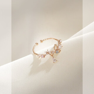 Qi xiaomi flower ring for women ins fashion small fresh fashion personality opening adjustable niche design index finger ring gift