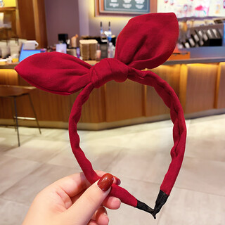 Korean children's hairband little girl playful and cute rabbit ears hairpin headband baby hair accessories girls hairpin headdress 6# wine red rabbit ears hairband