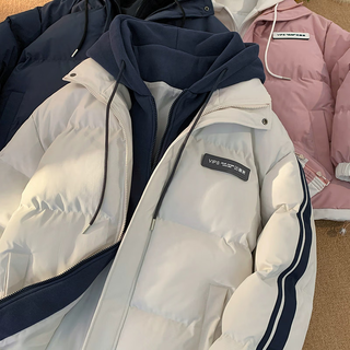 Legend of the western regions fake two-piece hooded cotton-padded jacket for men, autumn and winter 2025 new cotton-padded coat, thickened down jinjiang cotton-padded jacket for men, apricot high quality xl (115jin jin is equal to 0.5kg -140jin jin is equal to 0.5kg)