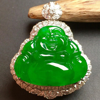 Yulinmen customization supports customization of laokeng a goods jade carving, ice seed maitreya laughing buddha pendant, jade 18k gold inlaid pendant, customer selection has been contacted - final payment is 4,000