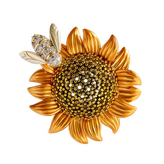 Quamer gold store violet sunflower brooch high-end women's exquisite new year's fashion corsage brooch festival champagne gold