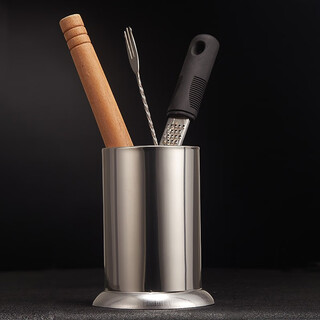 Bar soul bar storage bucket stainless steel water filter tool bucket bartending tool bar spoon small tool storage bucket large bottom with hole