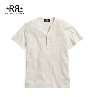 Rrl men's classic waffle knitted cotton henley rl90240 100-white m