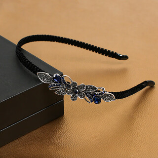 Mrs. ming internet celebrity rhinestone pearl hairpin high-end hairband summer face wash headband high-end 2025 new bangs headband for women 1# sapphire black diamond five-petal flower