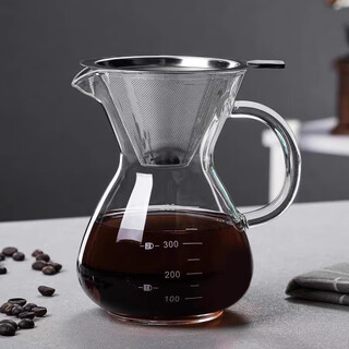 Xuanye hand-brewed coffee sharing pot household scaled heat-resistant glass coffee pot set cold brew filter cup ear filter stainless steel filter cup + sharing pot 400ml