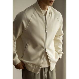 Ubv heavy air cotton double zipper sweatshirt cardigan jacket for men 2024 winter henley collar casual loose short jacket apricot l (loose version) recommended 130-150jin jin equals 0.5 kg