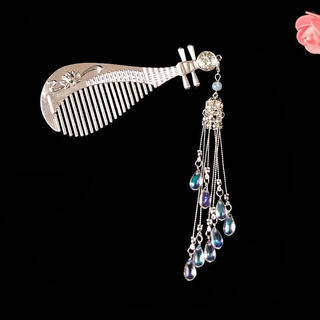 Yanxiang hanfu hair accessories pipa hair comb tassel headdress ming dynasty hairpin ancient style jewelry tang style ancient costume hairpin hairpin comb pipa comb silver drop style