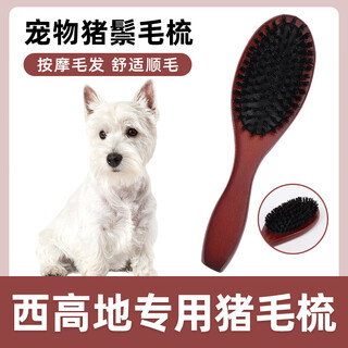 Chun shang murashixi highland special pig bristle brush pet dog comb to remove floating hair, fluffy hair removal, knot-opening brush bristle cleaner, pig bristle comb to clean floating hair/massage smooth hair