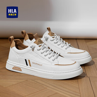 Heilan house flat shoes men's shoes 2025 new autumn and winter velvet thickening versatile white shoes men's slip-on casual shoes for men white brown 42