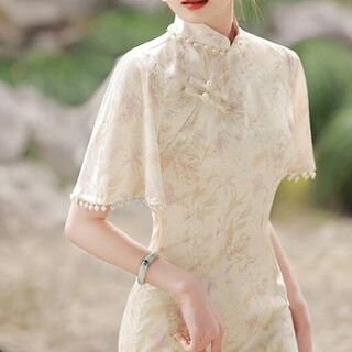 Duyanzhi new chinese style cheongsam new improved girl summer high-end young long elegant dress elegant color m (160) 95-105jin jin equals 0.5 kg