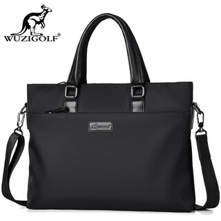 Kangaroo waterproof handbag men's briefcase business shoulder messenger bag men's casual computer cloth bag black