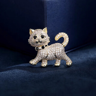 Marco bizzarri yo cat brooch high-end female cute style cute light luxury sparkling zircon cat animal girl corsage anti-exposure pin valentine's day gift for girlfriend and wife birthday gift