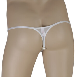 Sexy underwear couple ice silk thong men's one-line transparent hairy women's backcourt stimulation low m white