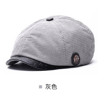 Fuxiaoge (fuxiaoge) american style big head short brim hat men's beret british men's corduroy forward hat painter hat gray corduroy big head short brim star hat one size (56-61)
