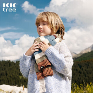 Kocotreekk tree children's scarf windproof neck protector baby soft waxy wool scarf to keep parents and children warm in winter jianshi blue children