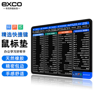 宜适酷(EXCO)WPS快捷键鼠标垫小号专业EXCEL办公企业笔记本电脑软件鼠标垫快捷键PPT锁边游戏小垫0015