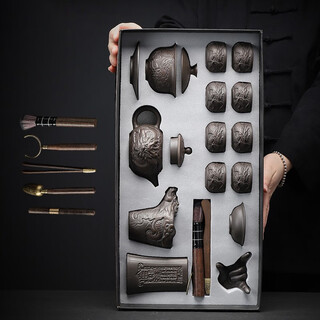 Leipin longteng zisha kung fu tea set household original mineral zisha pot teacup tea tray complete tea set gift box zisha tea set longteng sihai 14 pieces (gift box)