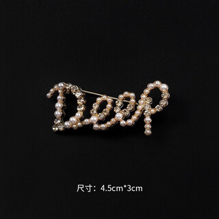 Quamer gold store niche design gedi playing card letter brooch counter high-end all-match brooch pin with gold deep