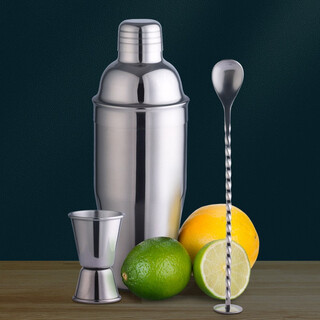 Feinasi stainless steel cocktail shaker set shaker cup bartending tool shaker shaker bartending ounce cup stirring 750ml mirror silver-3 piece set
