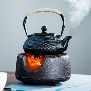 Porcelain brand tea set (cipaiming teaset), iron kettle for making tea around the stove, fire carbon stove, wind stove, cast iron tea set, making tea and water, household outdoor charcoal stove, wood charcoal stove (pot not included)