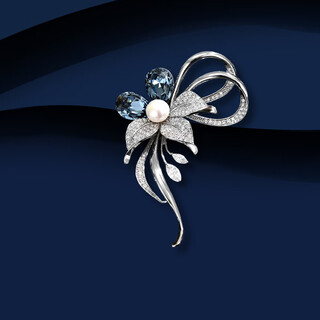 Marco bizzarri brand brooch women's ribbon flower brooch high-end women's suit corsage shawl pin buckle crystal high-end accessories valentine's day gift for girlfriend and wife's birthday gift