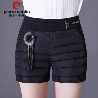 Pierre cardin down cotton shorts women's 2025 autumn and winter new high waist plus velvet thickened outerwear slimming leggings boot pants casual pants black 28 l (2 feet 1 waist)