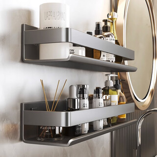 Pinhan gun gray bathroom storage rack bathroom storage rack no punch 20cm 25 long washing table organizing rack 35cm wall mounted starry sky gray - stainless steel seasoning rack 25cm - double layer