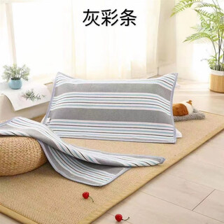Frangomu thickened old coarse cloth pillow towel linen single encrypted pillow towel for all seasons, sweat-absorbent and breathable 47*74 pair, gray color strip pair