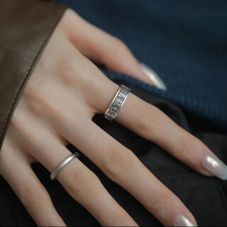 Boigo 925 silver retro seal script ring, new national style, no taboos, suitable for everything, open ring, new chinese index finger ring