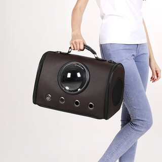 Moorpet cat bag breathable dog bag pet bag outdoor portable bag transparent space bag universal for cats and dogs lychee pattern brown (12 jin jin for cats equals 0.5 kg, 10 jin jin equals 0.5 kg for inner dogs)