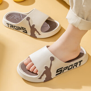 Weiji big children's slippers for home, indoor and summer wear, youthful trend, sports comfort, non-slip boys and children's slippers, new color khaki, size 34-35 (suitable for feet 21 cm long)