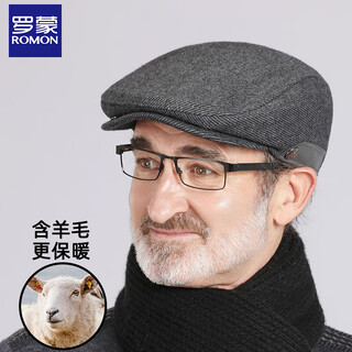 Romon wool hat men's autumn and winter ear protection duck bill forward hat for dad and elders large size windproof and cold protection thickening