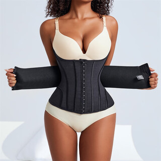 Posture meter u-shaped thin belt sports fitness waist clip postpartum abdominal belt corset women's belly waist belt black double-layer u-shaped belt xs (102-116jin jin equals 0.5 kg)