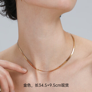 Fat donglai's same style 18k gold necklace snake bone chain qin lan's same style jeshore italian blade gold-plated snake bone necklace gold blade snake bone chain length 35+10cm