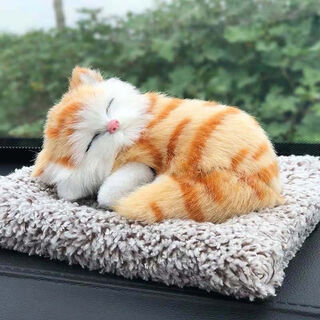 Yiqu simulation cat doll can call kitten plush toy ornament cute cat doll children's birthday gift can call orange flower cat + plush mat