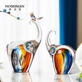 Nuo shiman high-end enamel elephant ornaments handicrafts pair of living room entrance tv wine cabinet decoration wedding housewarming gift