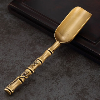 Jiutang pure brass tea spoon tea shovel tea set accessories tea taking tool tea taking tea spoon tea spoon tea spoon gold - yiyang copper tea spoon