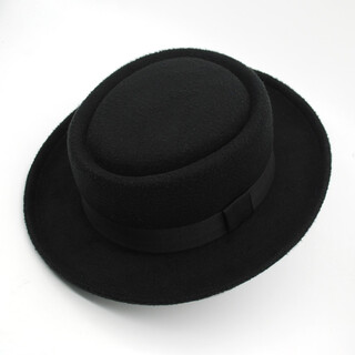 Chenpeng breaking bad pork pie curled small brim hat breaking bad old white flat top felt hat black square m56-58cm
